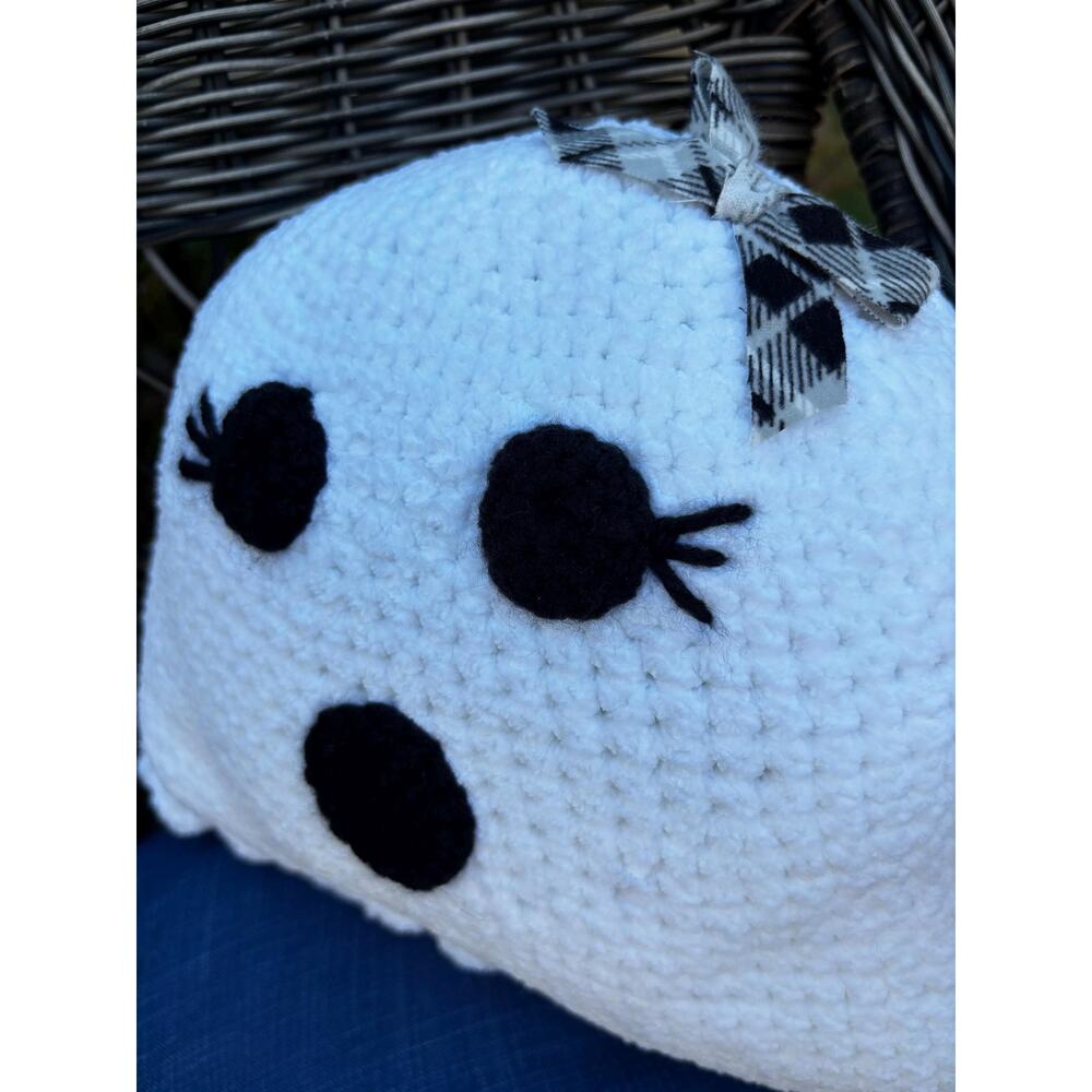 Handmade Velvet Pillow, Ghost Plushie, Cottagecore Home Decor